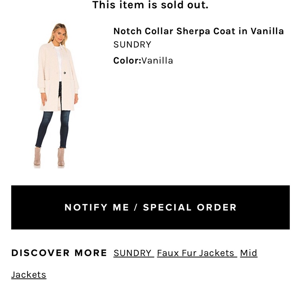 Sundry Notch Collar Sherpa Coat - image 2